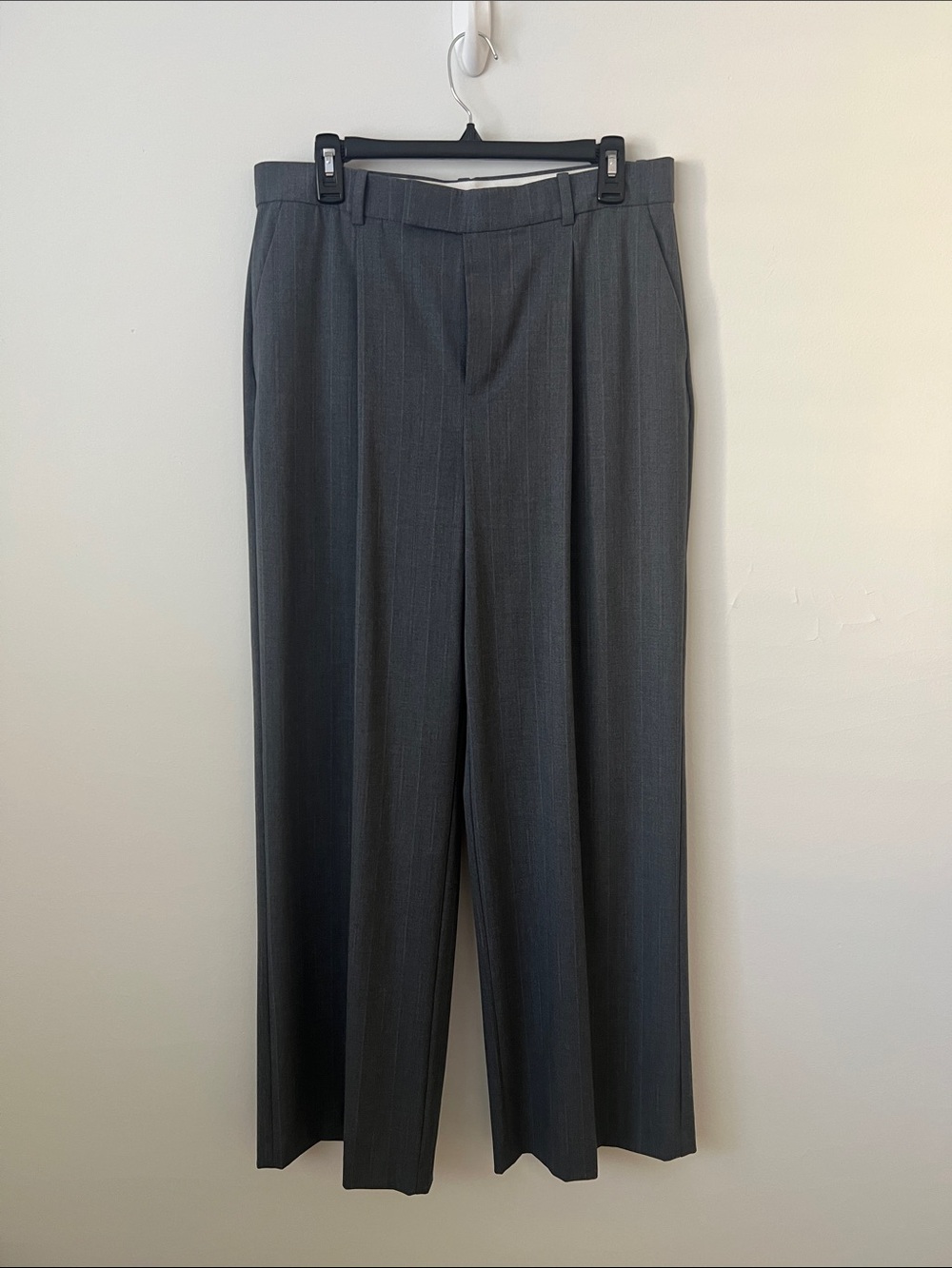 Mango Women's Charcoal Pinstripe Wide-Leg Dress Pants